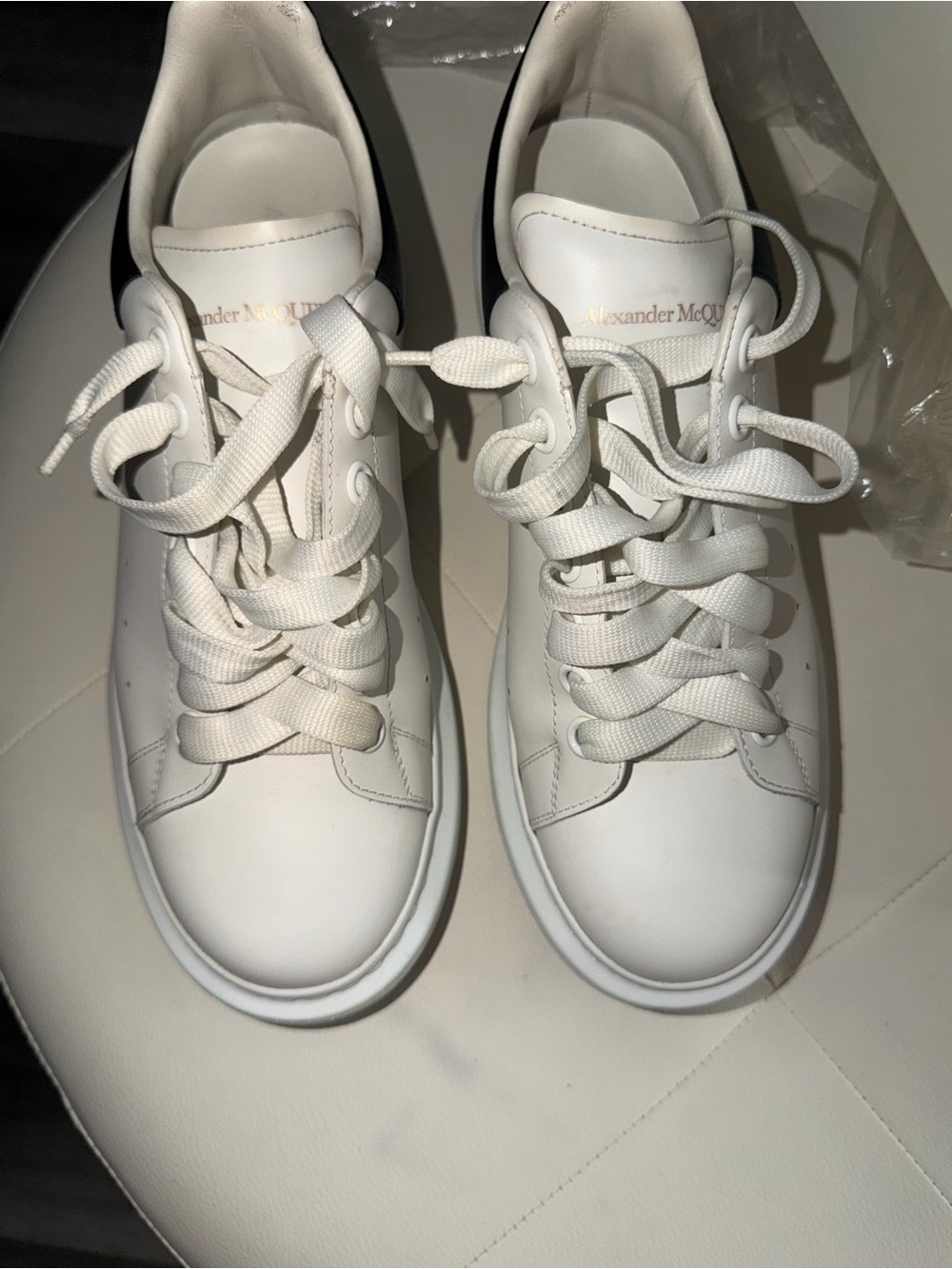 Authentic Alexander McQueen White Leather Oversized Sneakers